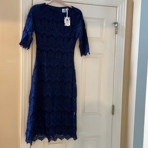 Dainty Jewells A Night in Paris Dress in Navy Blue with optional belt